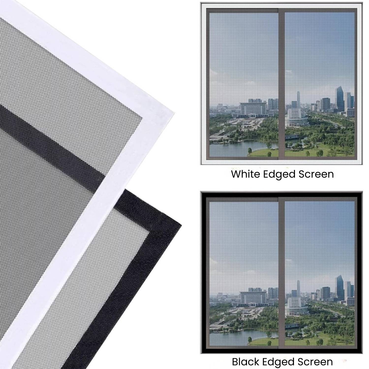 Velcro Window Screen - Black Edge, Standard Mesh (grey), 1000mm x 1000mm / 39" x 39": image 2