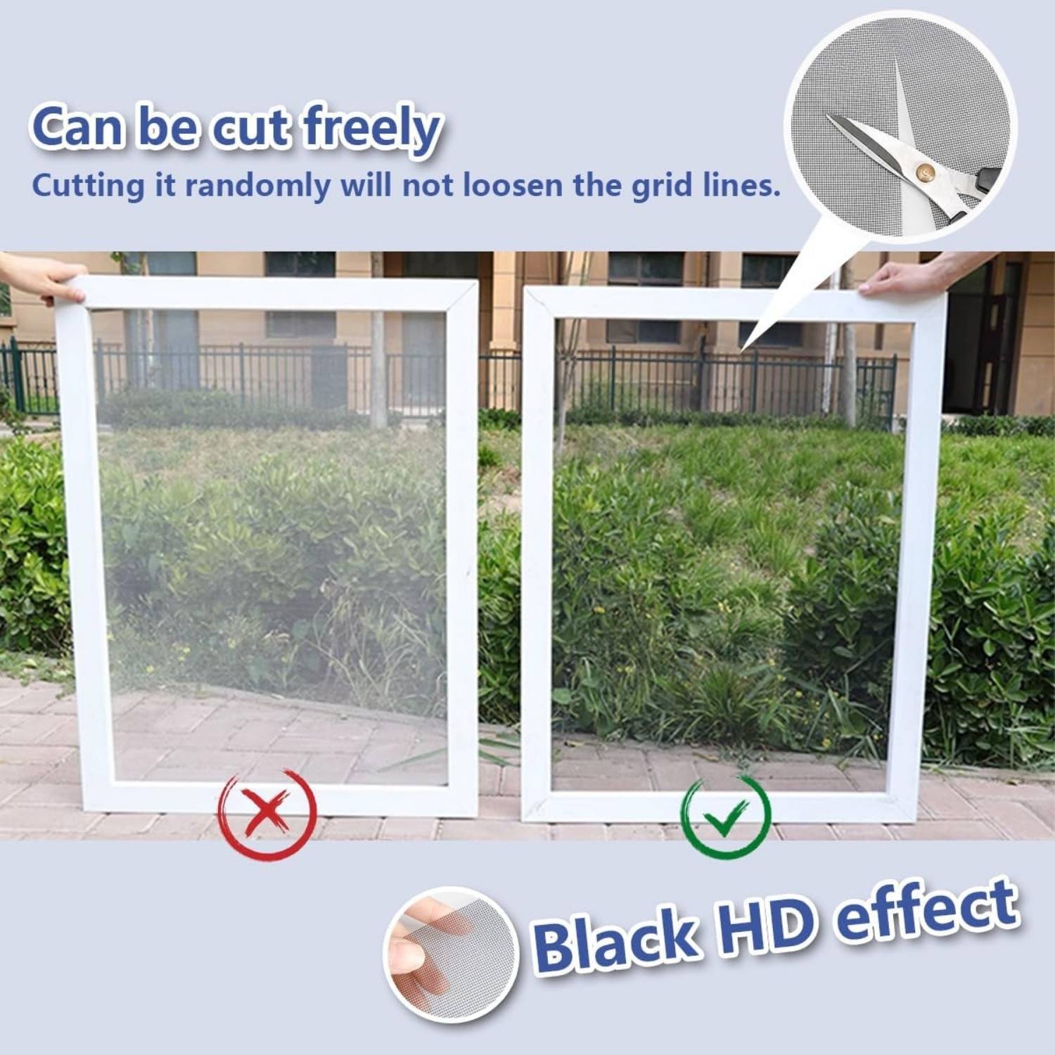 Velcro Window Screen - Black Edge, Standard Mesh (grey), 1000mm x 1000mm / 39" x 39": image 4